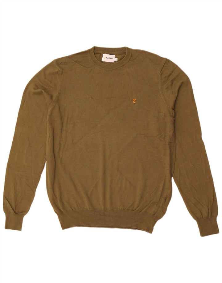 Farah Pull à col rond pour homme en coton kaki Taille L