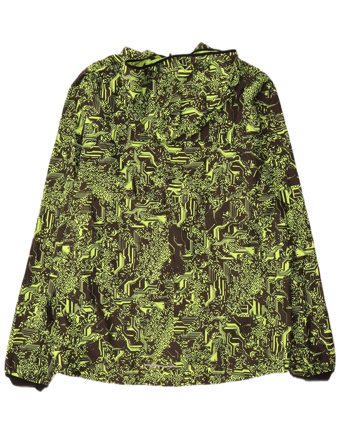 Nike Veste de pluie à capuche pour homme UK 42 XL Vert géométrique Polyester