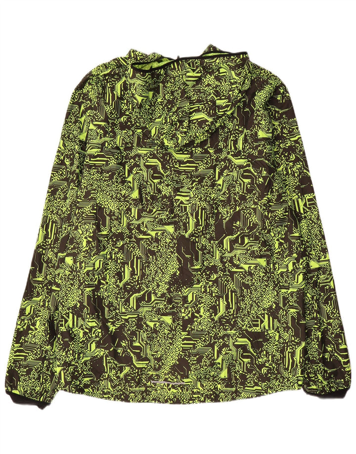 Nike Veste de pluie à capuche pour homme UK 42 XL Vert géométrique Polyester