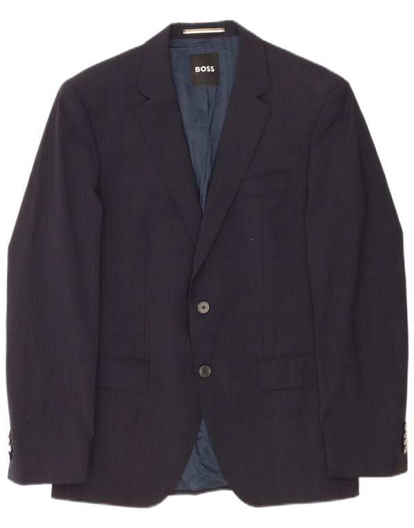 Hugo Boss Veste blazer à 2 boutons pour homme EU 48 Bleu marine moyen à carreaux classique