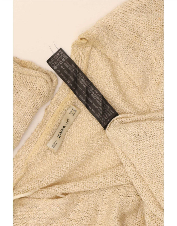 Zara Cardigan surdimensionné pour femme UK 14 Acrylique beige moyen