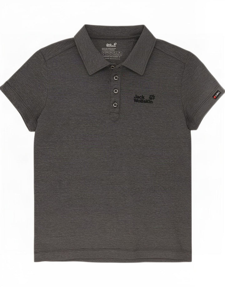 Jack Wolfskin Polo Femme UK 12/14 Gris Moyen Moucheté Polyester