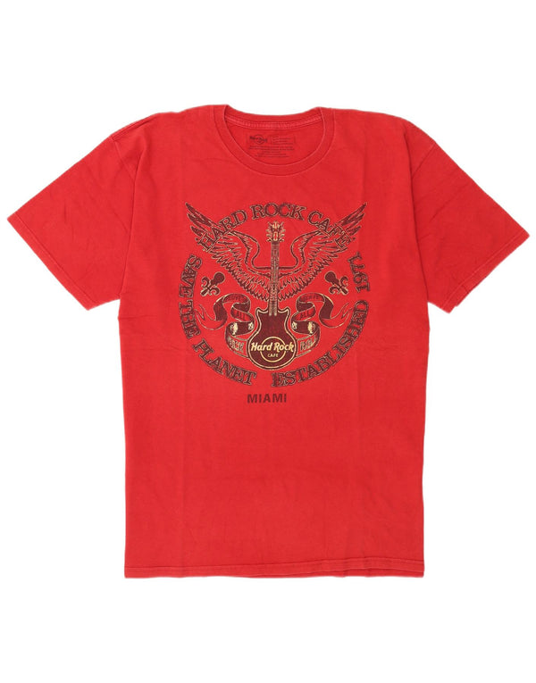 Hard Rock Cafe Hommes Miami T-Shirt Graphique Haut Grand Coton Rouge