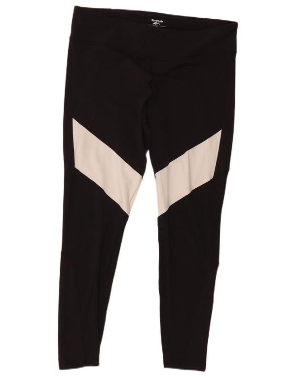 Reebok Leggings Femme UK 20/22 XL Noir Colourblock