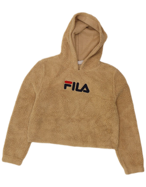Fila Pull à capuche en polaire surdimensionné pour femme UK 10 Small Beige Polyester