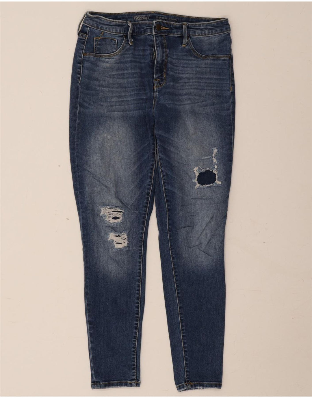 Mossimo Jeans Jegging en détresse pour femmes US 10 Medium W30 L26 coton bleu