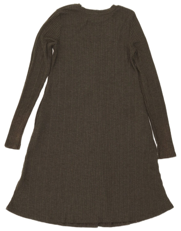 Marks & Spencer Robe trapèze à manches longues pour femme UK 8 Small Kaki Polyester