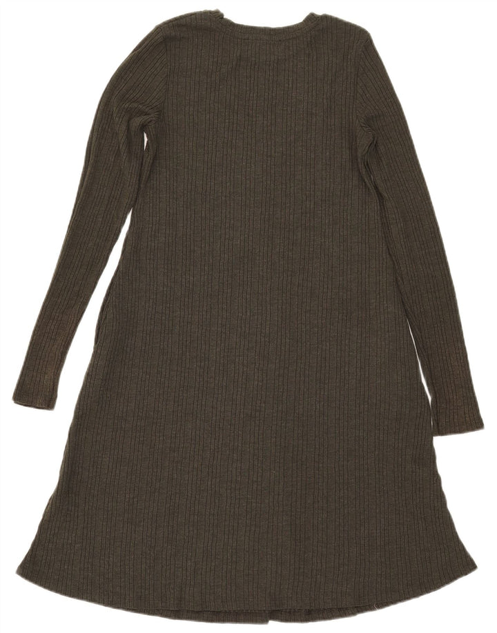 Marks & Spencer Robe trapèze à manches longues pour femme UK 8 Small Kaki Polyester