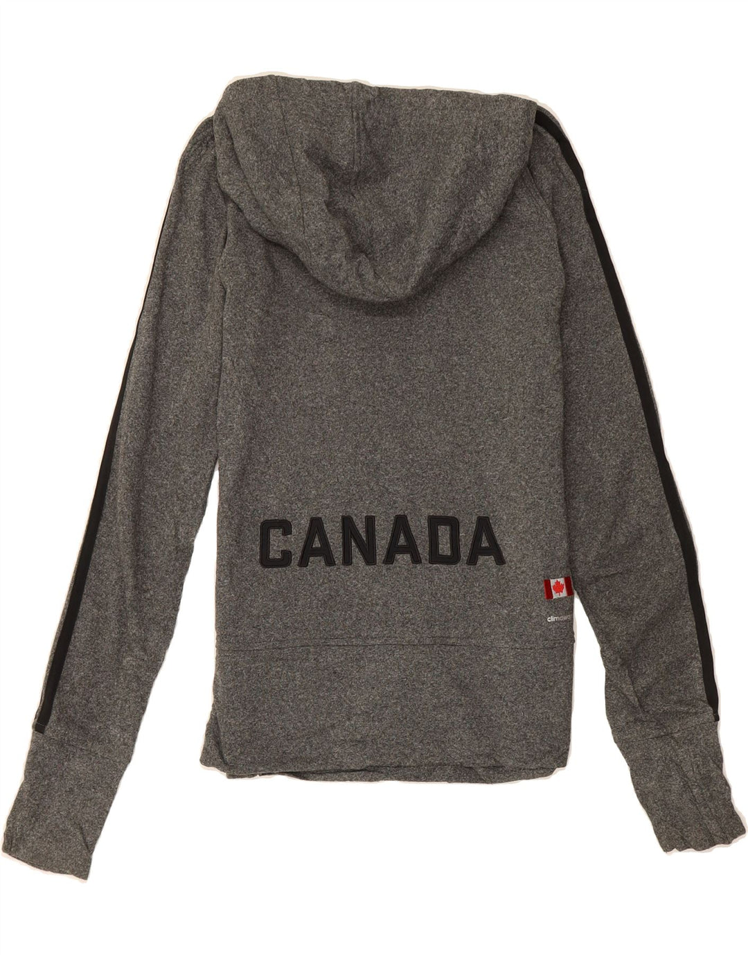 ADIDAS Womens Canada Graphic Hoodie Jumper UK 10 Small Grey Polyester Vintage Adidas and Second-Hand Adidas from Messina Hembry 