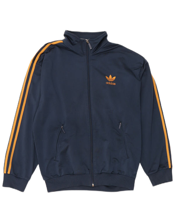 Adidas Mens Tracksuit Top Jacket UK 34/36 Small Navy Blue Polyester
