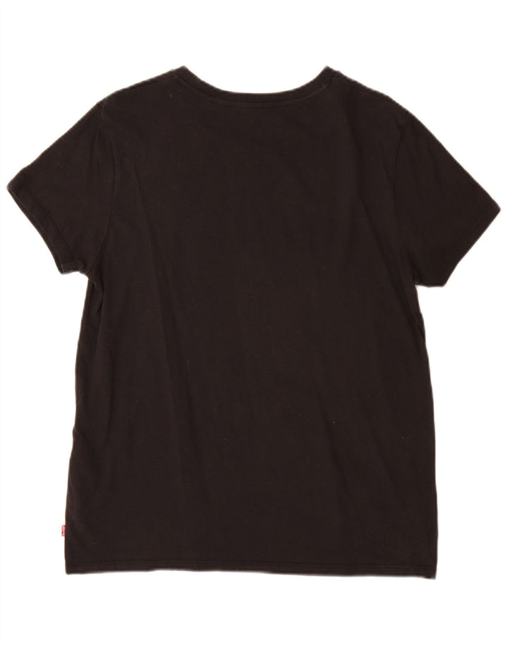 Levi's T-Shirt Graphique Femme UK 14 Noir Moyen Coton