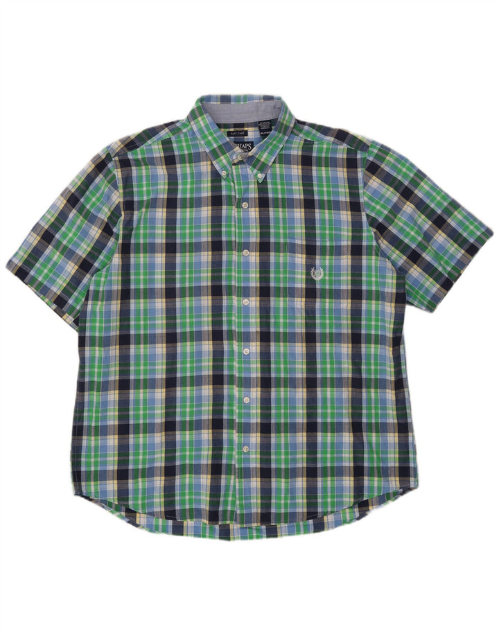 Chaps Chemise à manches courtes pour homme XL en coton à carreaux vert