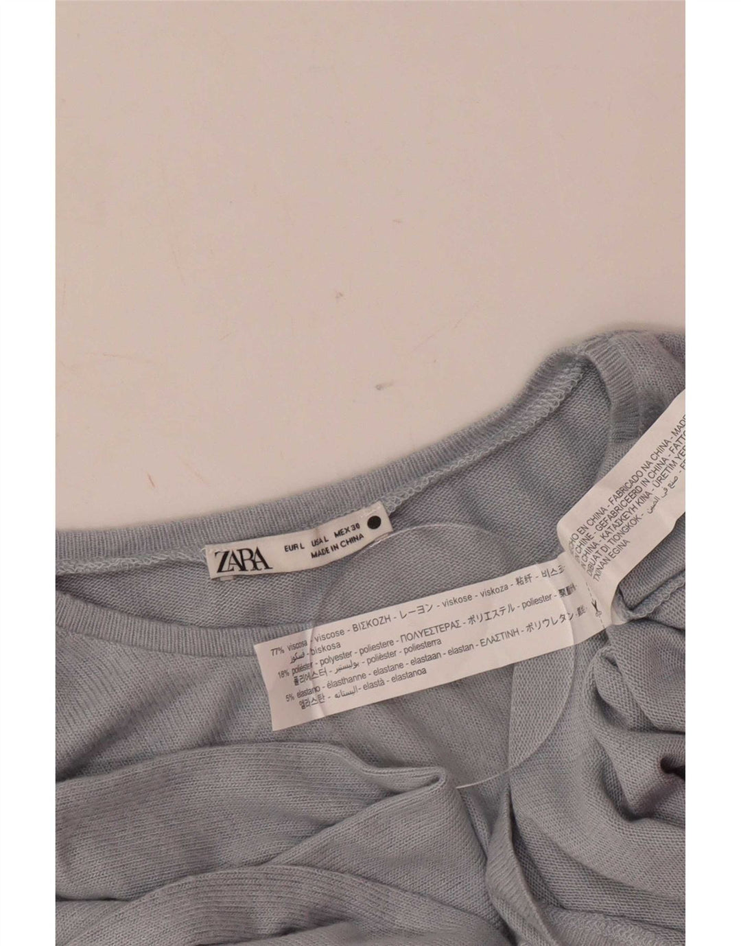 Zara Femme Top Manches Longues UK 14 Large Gris Viscose