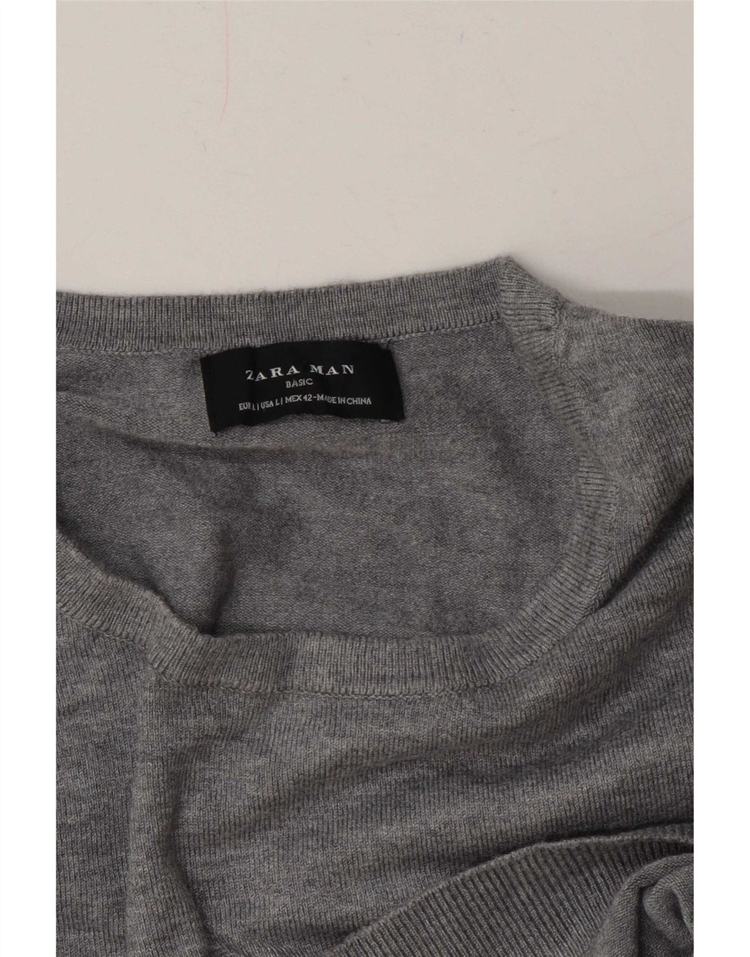 Zara Pull ras du cou pour homme, grand gris