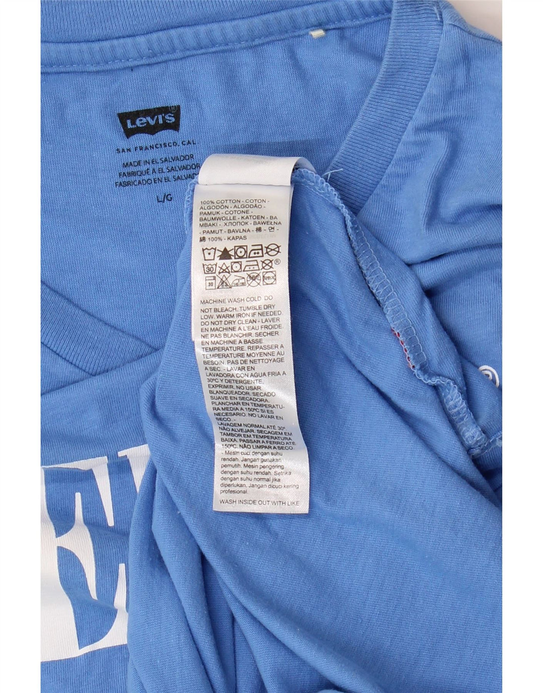 LEVI'S T-Shirt Graphique Femme UK 14 Grand Bleu Coton