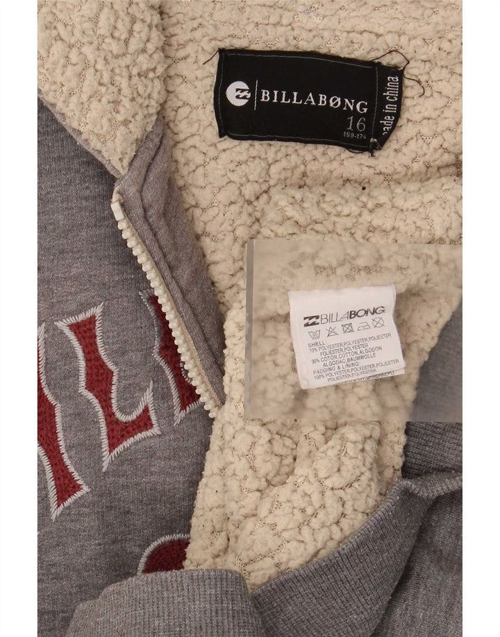 Billabong Pull à capuche zippé graphique pour garçons 15-16 ans Gris Polyester
