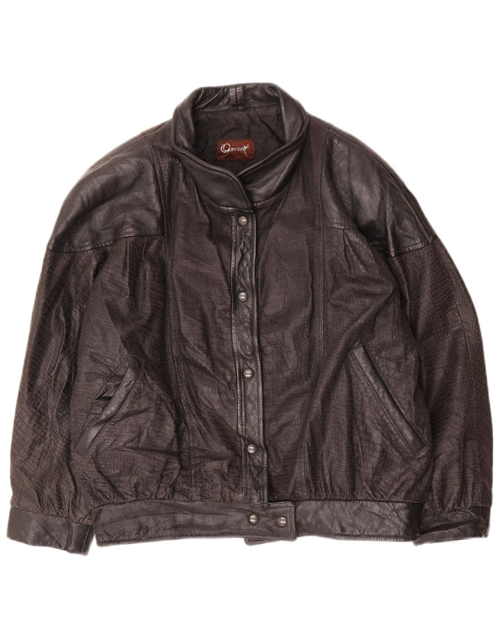 Veste en cuir femme vintage IT 44 Cuir noir moyen