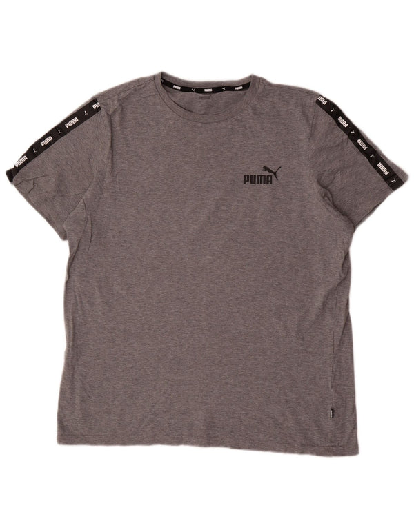 Puma T-Shirt Graphique Homme Gris Large Coton Colorblock