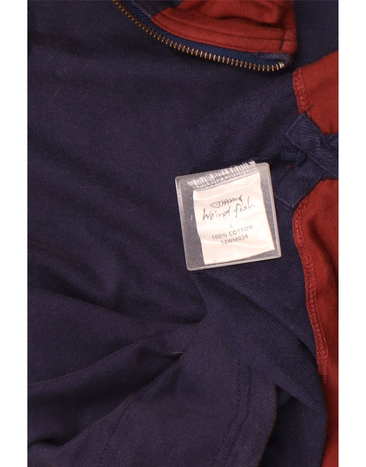 Weird Fish Haut à manches longues pour homme avec fermeture éclair 1/4 en coton bleu marine
