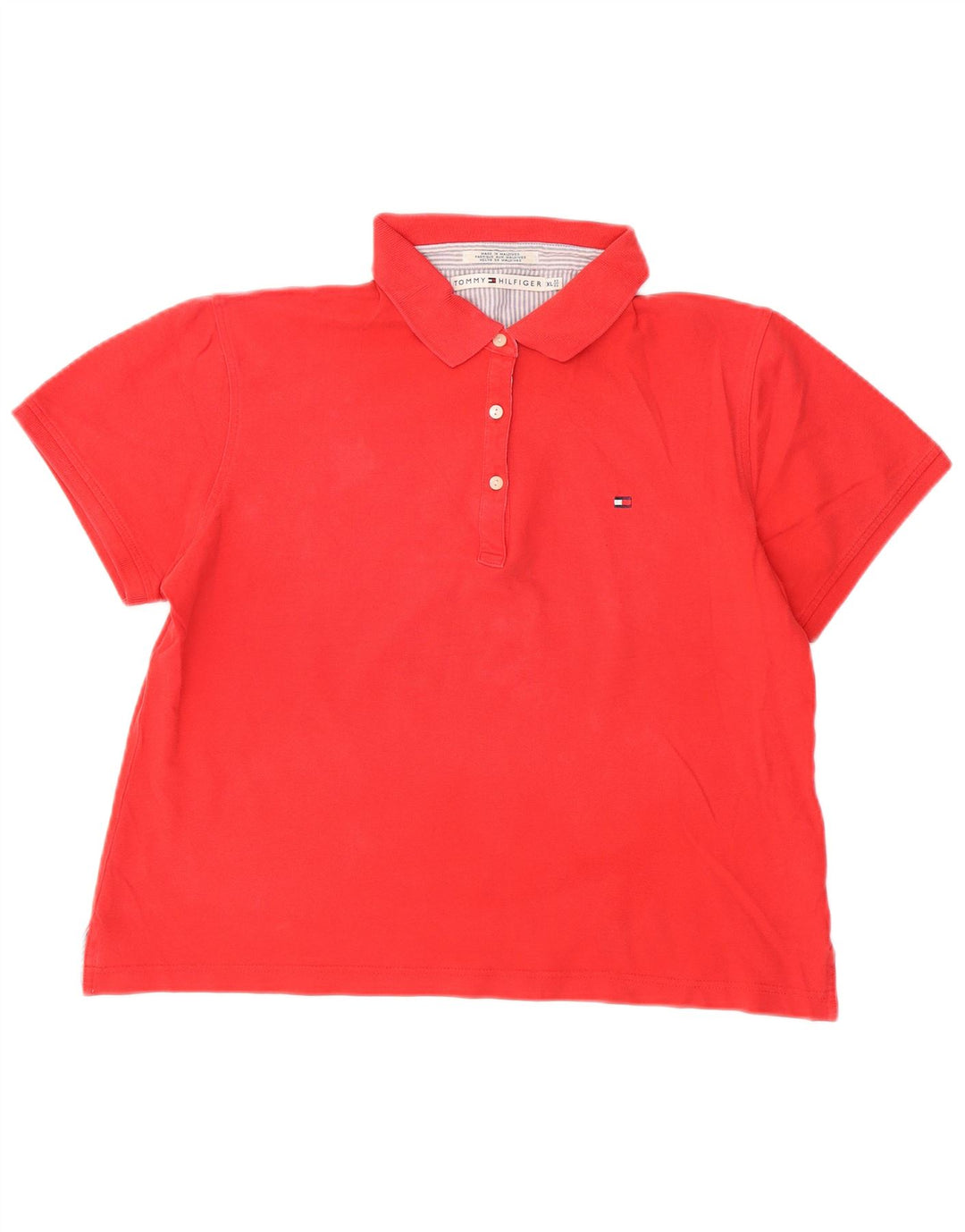 TOMMY HILFIGER Polo Femme UK 18 XL Rouge Coton