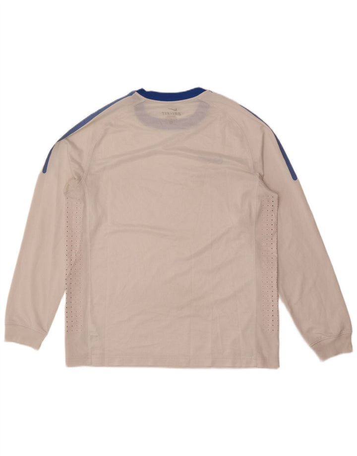 Nike Haut Dri Fit à manches longues pour homme en polyester color block Blanc Taille L