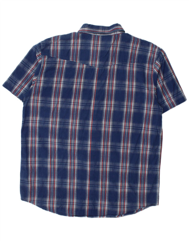 Wrangler Chemise à manches courtes pour homme XL en coton à carreaux bleus