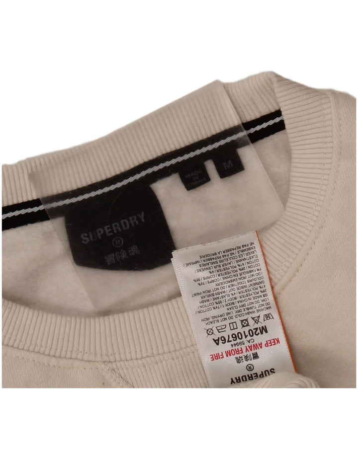 Superdry Sweat-shirt graphique en coton blanc cassé moyen