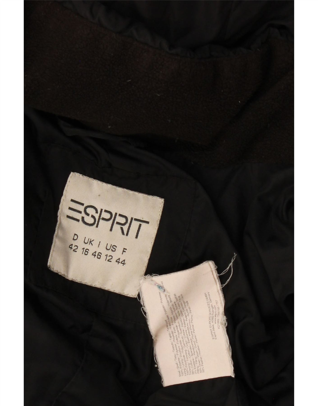 Esprit Manteau matelassé à capuche pour femme UK 16 Large Noir Polyamide