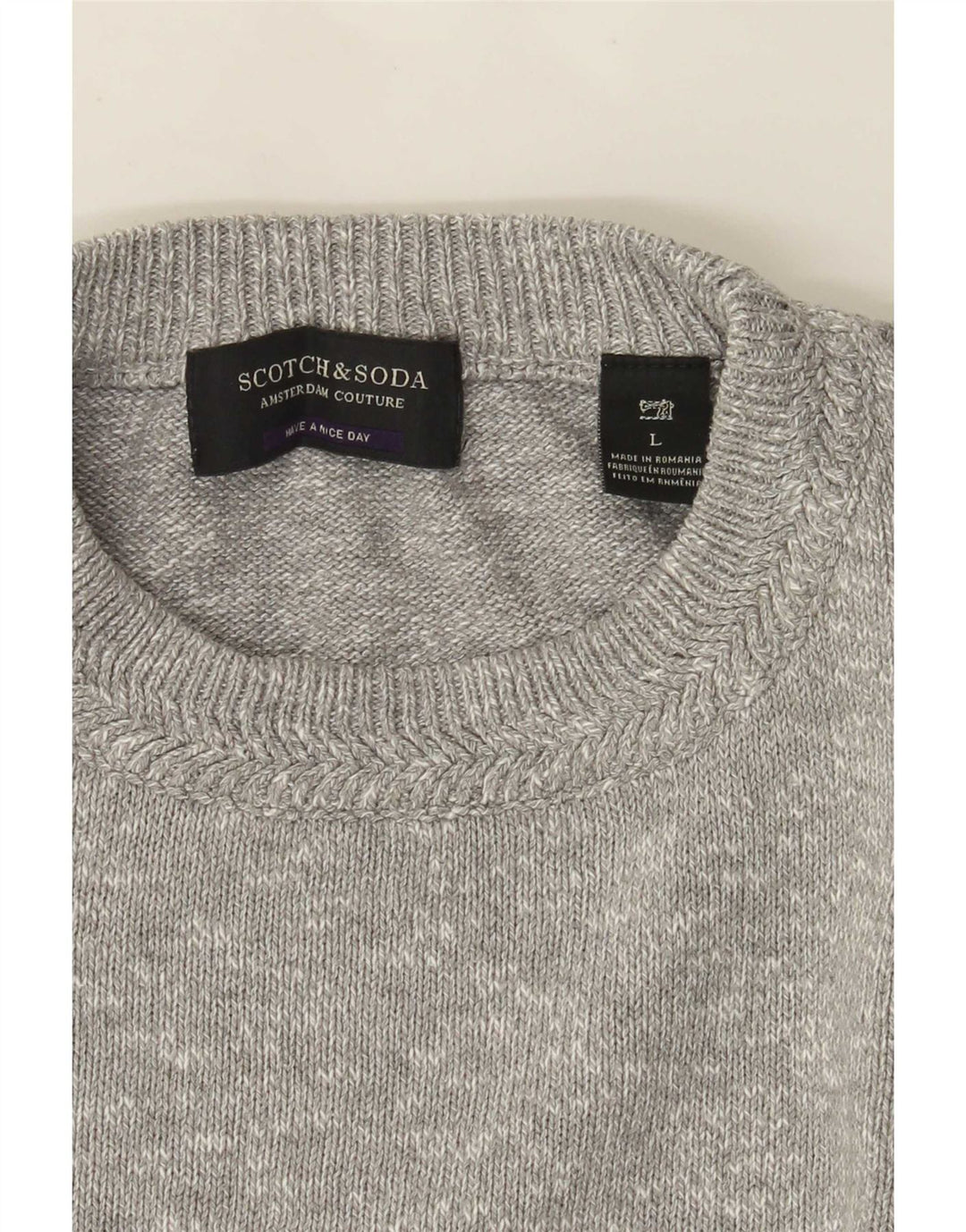 Scotch & Soda Pull Col Ras-du-Cou Homme Large Gris Moucheté