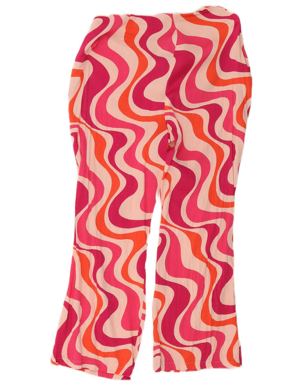 Zara Pantalon court taille haute à motif abstrait pour femme XL W32 L24 Rose