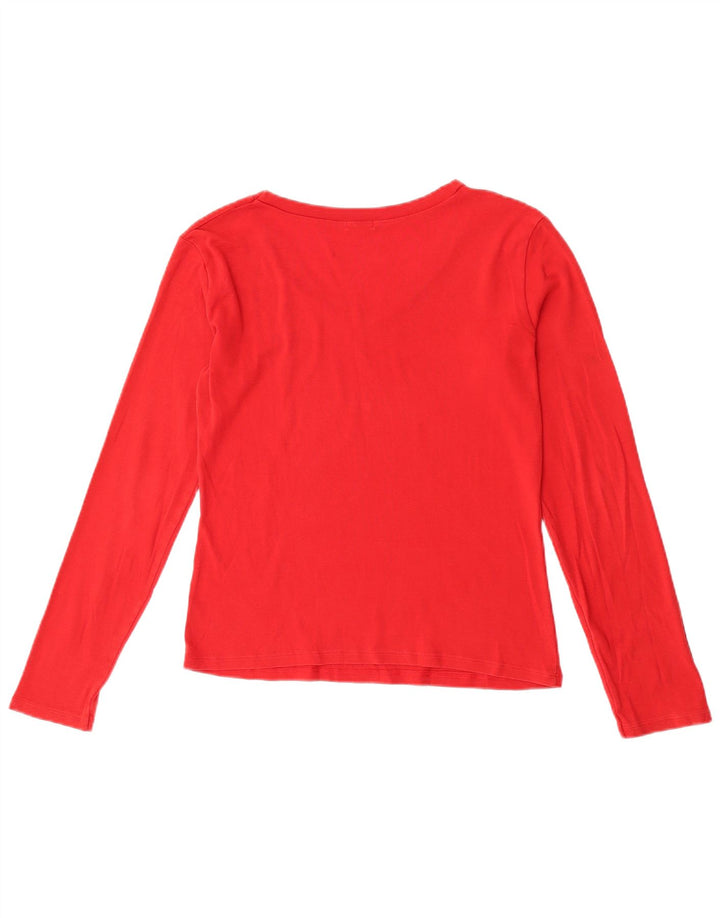 Benetton Haut court à manches longues pour femme UK 44 Rouge moyen