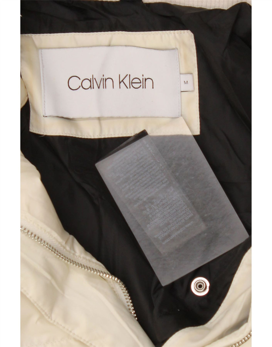 CALVIN KLEIN Veste matelassée à capuche pour femme UK 14 Medium Off White Polyester