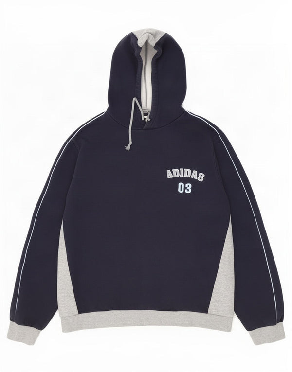 Adidas Pull à capuche graphique pour homme en coton color block Bleu marine Taille L
