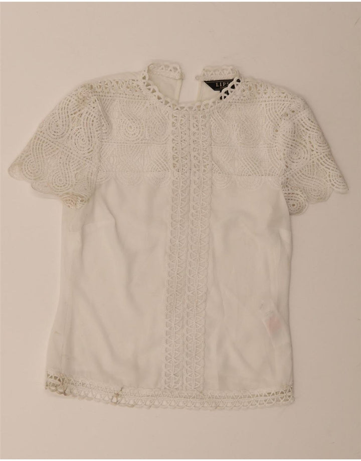Lipsy Femme Blouse Top UK 6 XS Blanc Floral Polyester