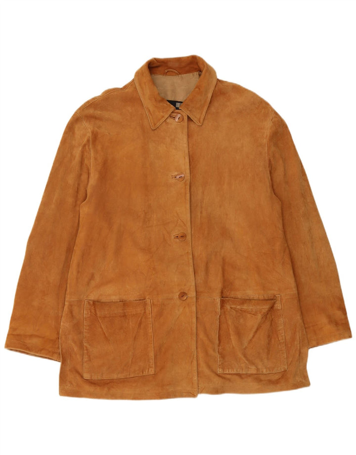 veste en daim femme vintage IT 46 grand cuir marron