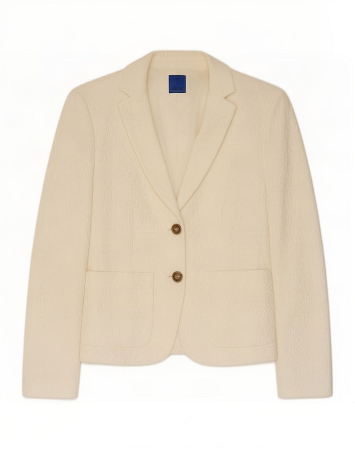 Joop Veste Blazer 2 Boutons Femme EU 38 Moyen Blanc Cassé Géométrique Viscose