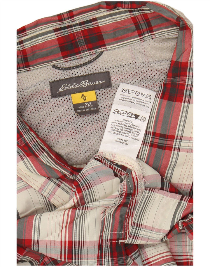 EDDIE BAUER Chemise à manches courtes pour hommes 2XL Rouge à carreaux Polyester