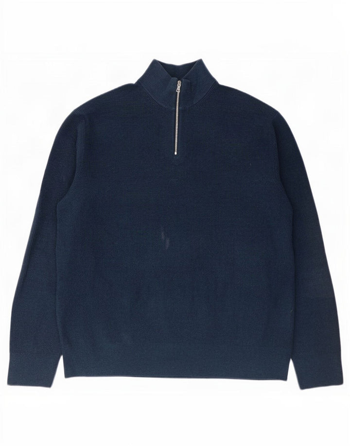 Marks & Spencer Pull col zippé pour homme 3XL Bleu marine Polyester