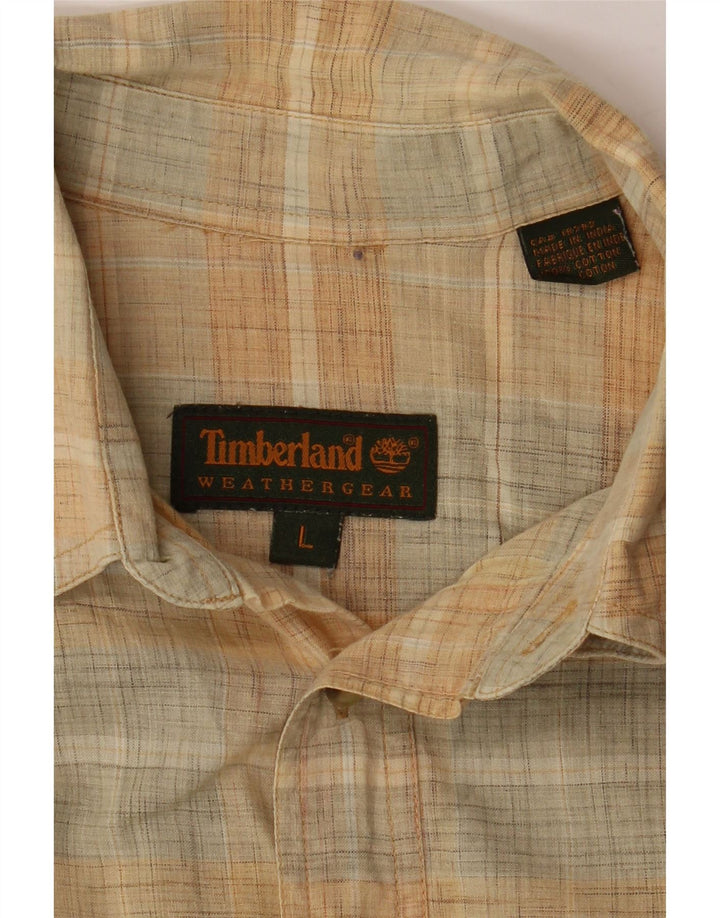 TIMBERLAND Mens Shirt Large Beige Check Cotton Vintage Timberland and Second-Hand Timberland from Messina Hembry 