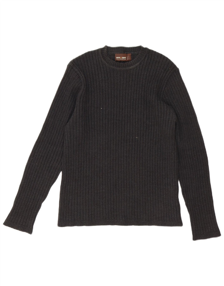 Zara Pull à col rond en laine gris moyen pour homme