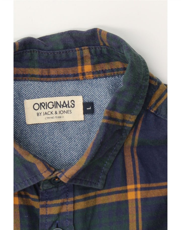 Jack & Jones Chemise en Flanelle Homme Grand Carreau Bleu Marine