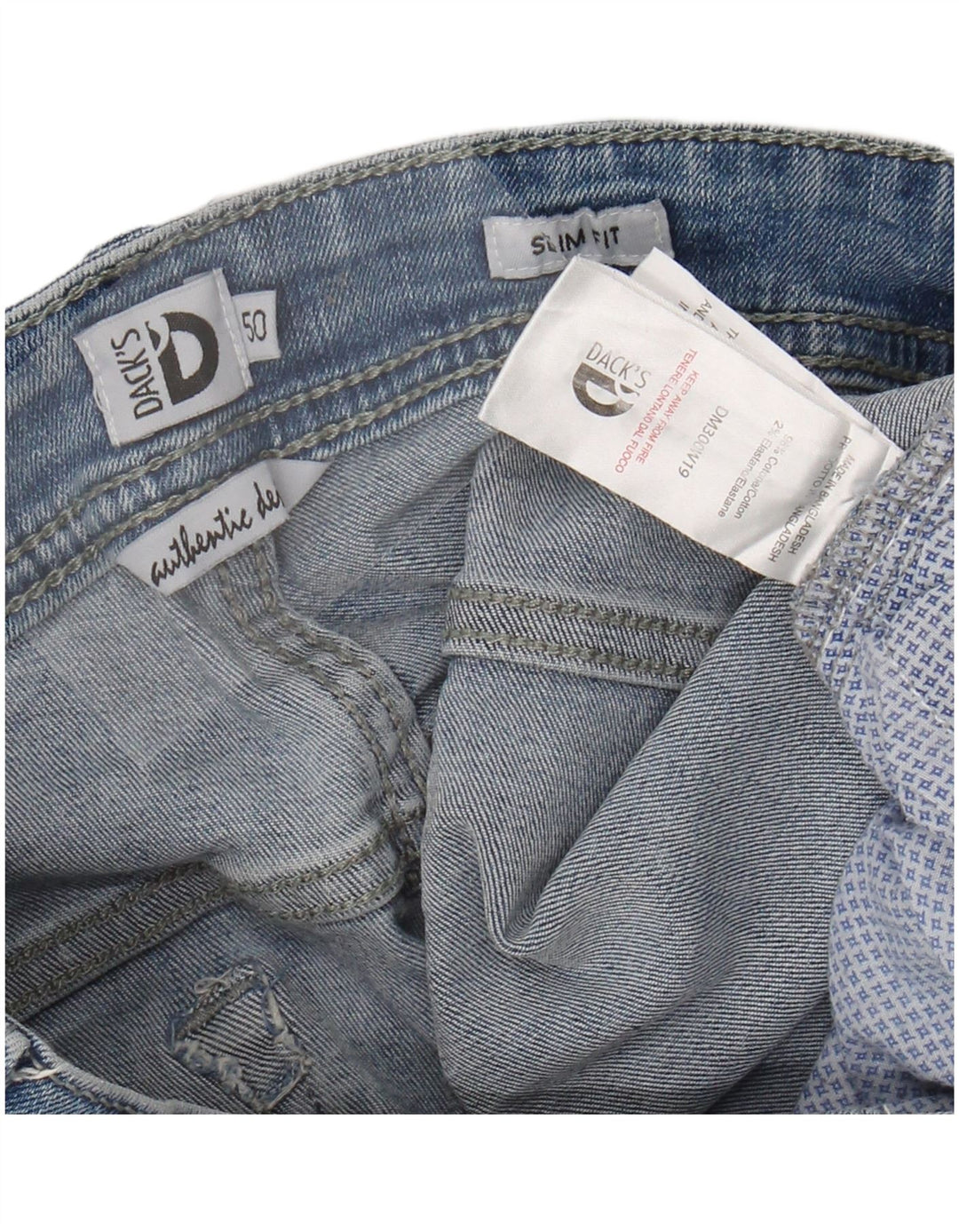 Dack's Jean Slim Homme IT 50 Large W34 L31 Bleu Coton