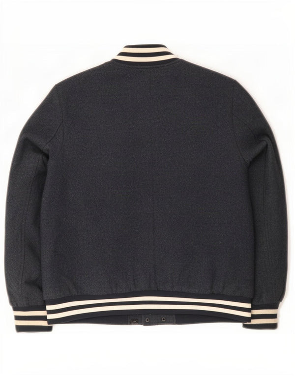 Superdry Veste Varsity Femme UK 16 Large Bleu Marine Laine