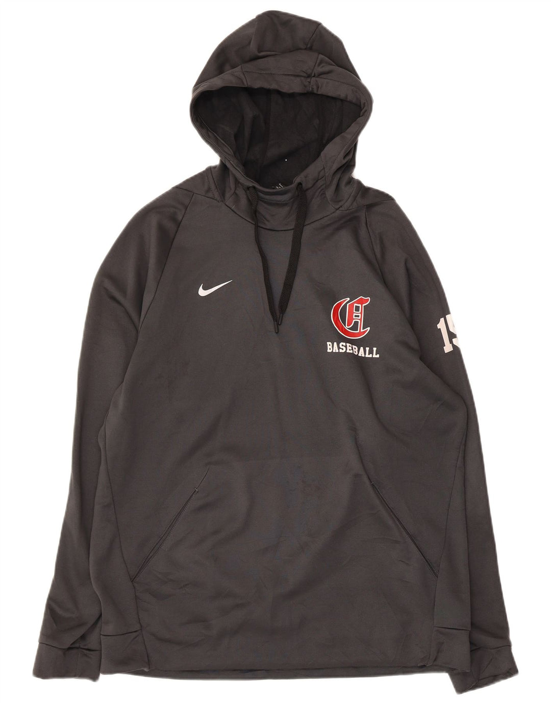 NIKE Pull à capuche graphique de baseball pour hommes, grand gris, polyester