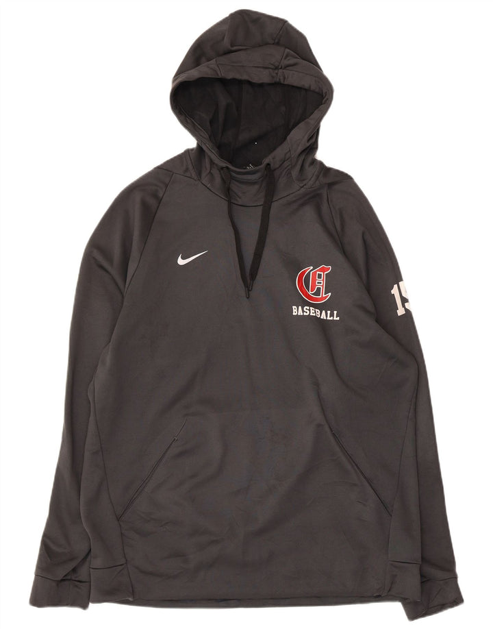 NIKE Pull à capuche graphique de baseball pour hommes, grand gris, polyester