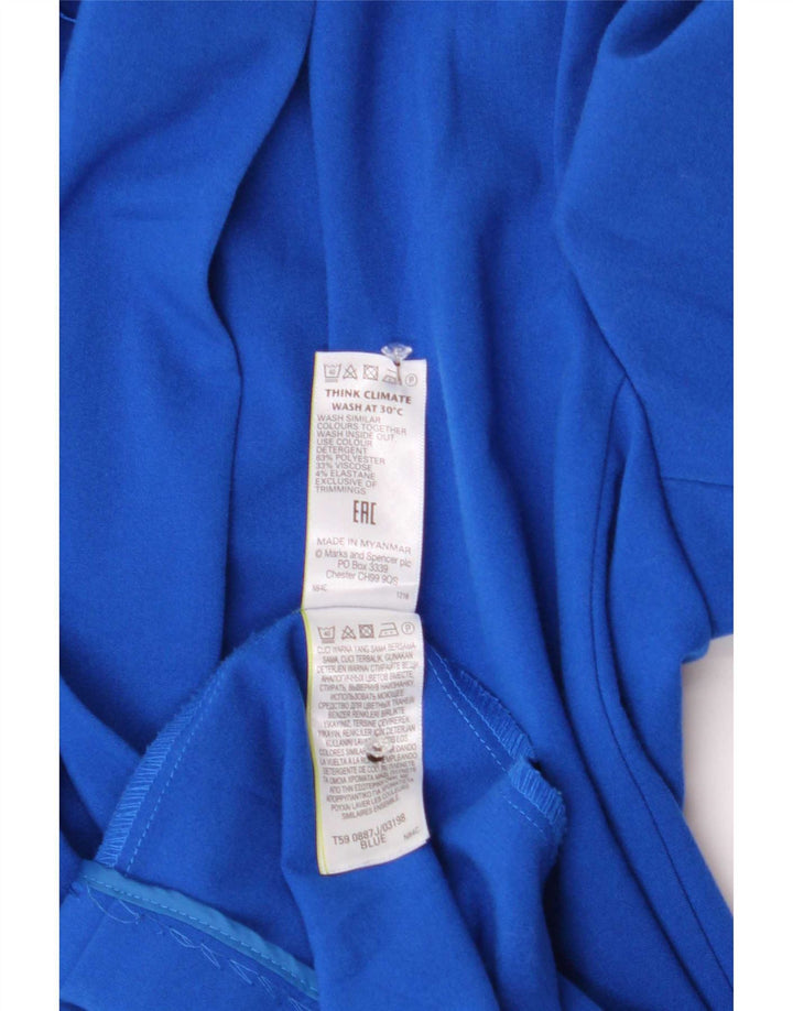 Marks & Spencer Veste blazer ouverte à manches 3/4 pour femme UK 12 Bleu moyen