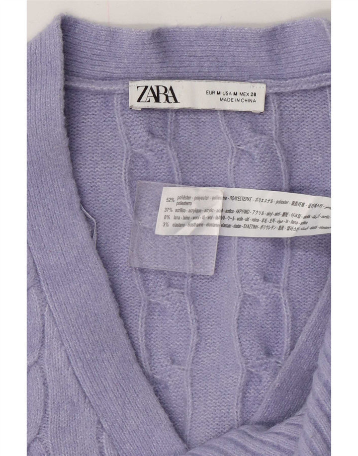 Zara Cardigan Femme Pull UK 14 Violet Moyen Polyester