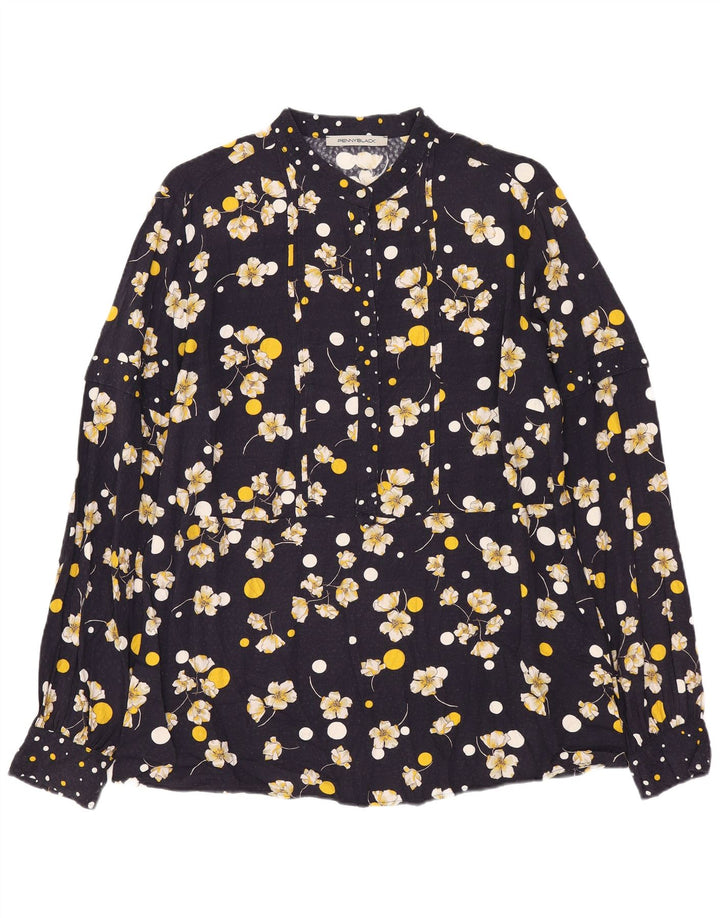 Penny Black Chemise Pull Femme UK 16 Large Bleu Marine Floral Viscose