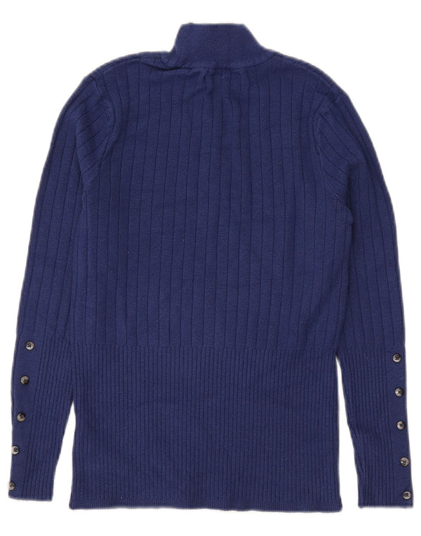 Marks & Spencer Pull col roulé pour femme UK 10 Small Bleu Viscose