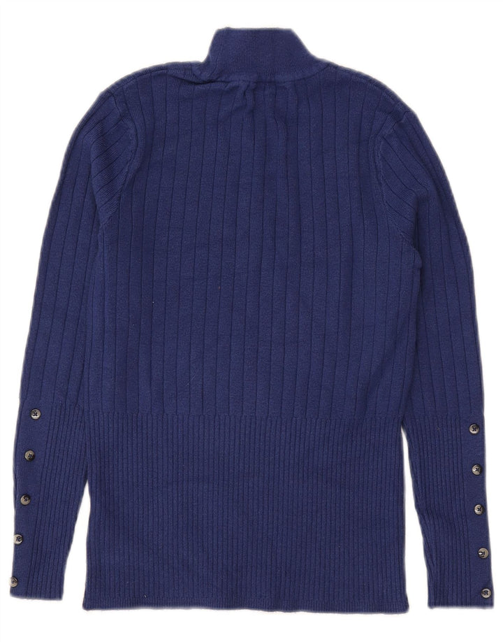 Marks & Spencer Pull col roulé pour femme UK 10 Small Bleu Viscose